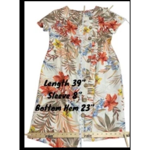 Shelby Palmer  Hawaiian Dress 16 Retro Short Sleeve Below Knee Floral - Picture 3 of 13